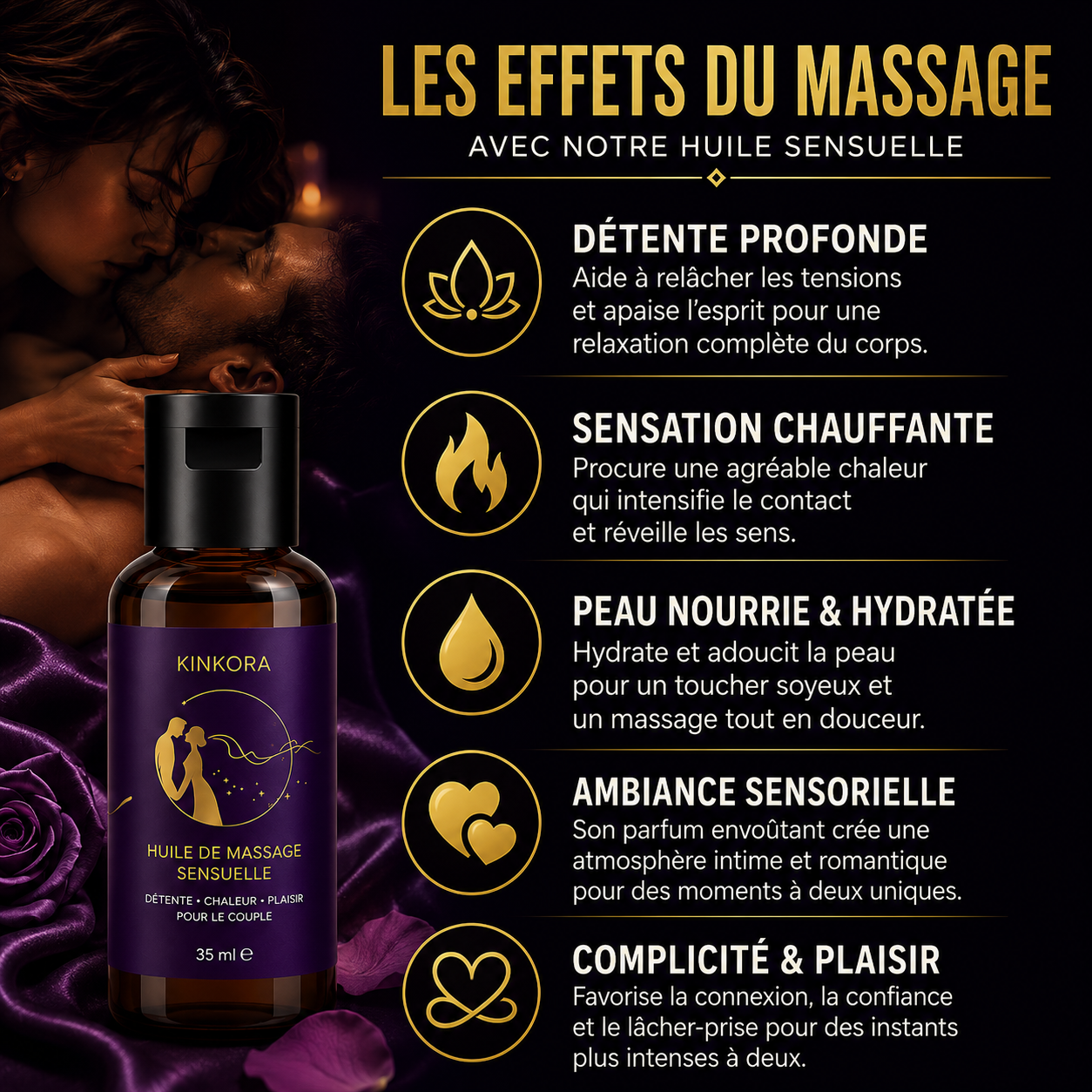 Huile de Massage Extrait de Plantes Aphrodisiaque — Spécial Couple