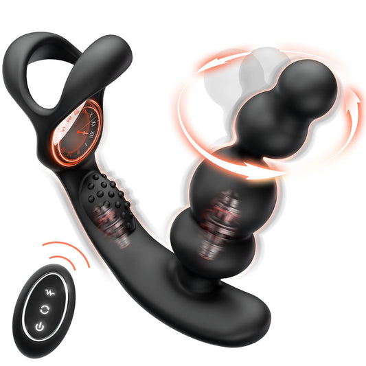 Stimulateur Prostatique 4-en-1 — Anneau Vibrant, Rotation G-SPOT