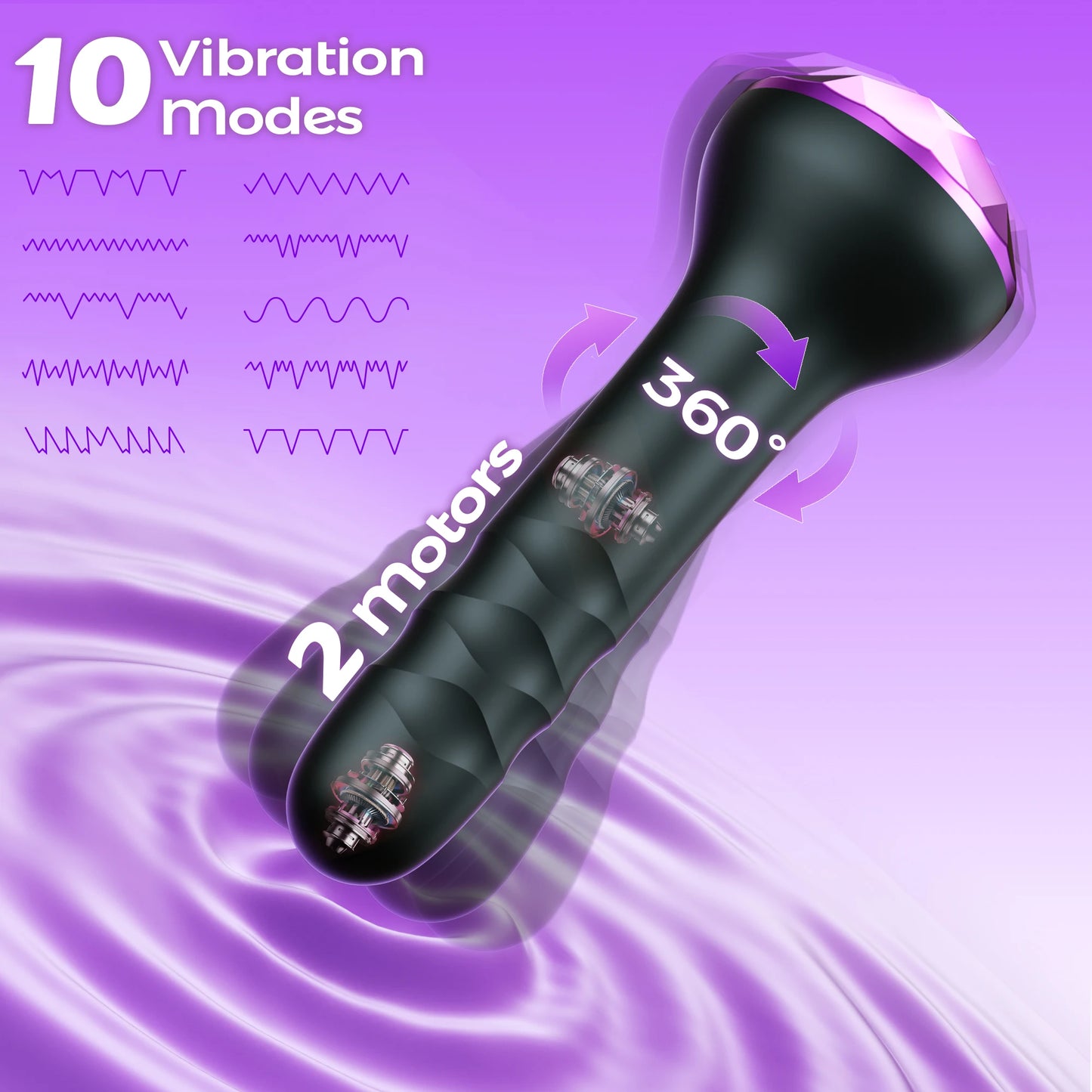 Plug anal vibrant rotatif 360° – Double moteur et 10 modes