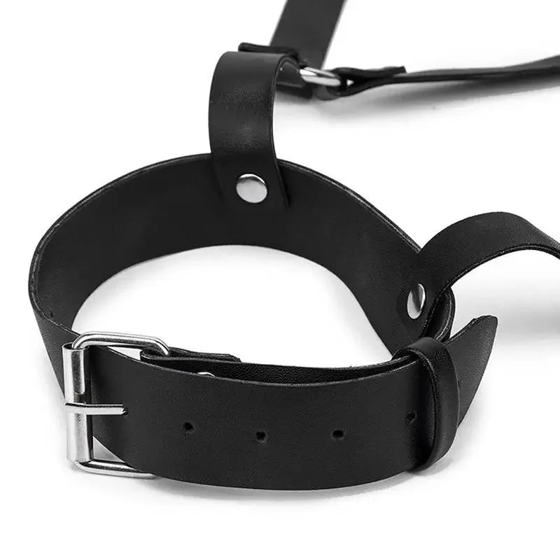 Harnais Seins BDSM — Sangles cuir, Anneaux Acier