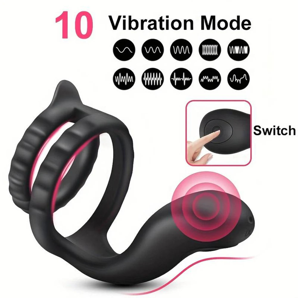 Anneau Pénien Vibrant — Érection Puissante & Stimulation Périnéale