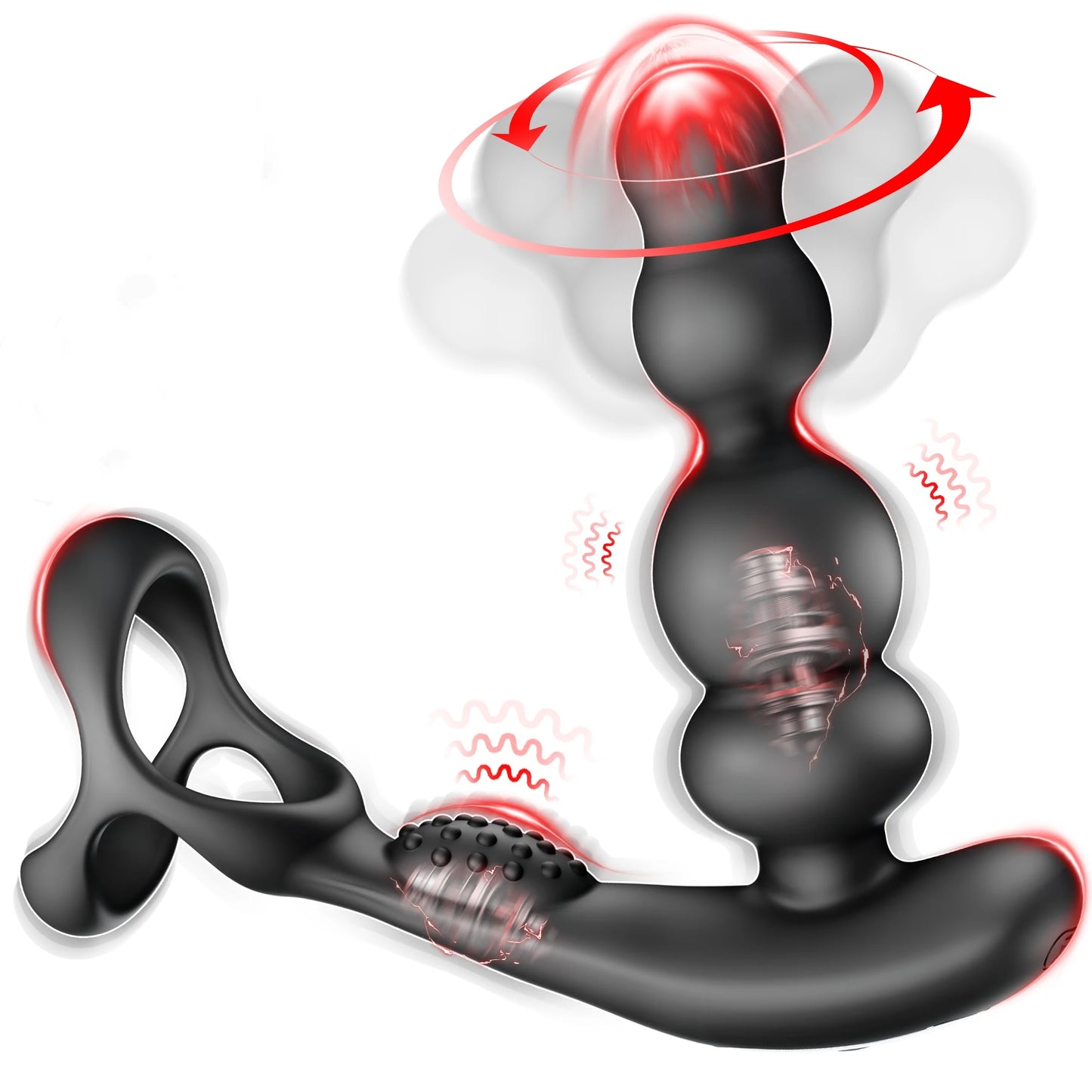Stimulateur Prostatique 4-en-1 — Anneau Vibrant, Rotation G-SPOT