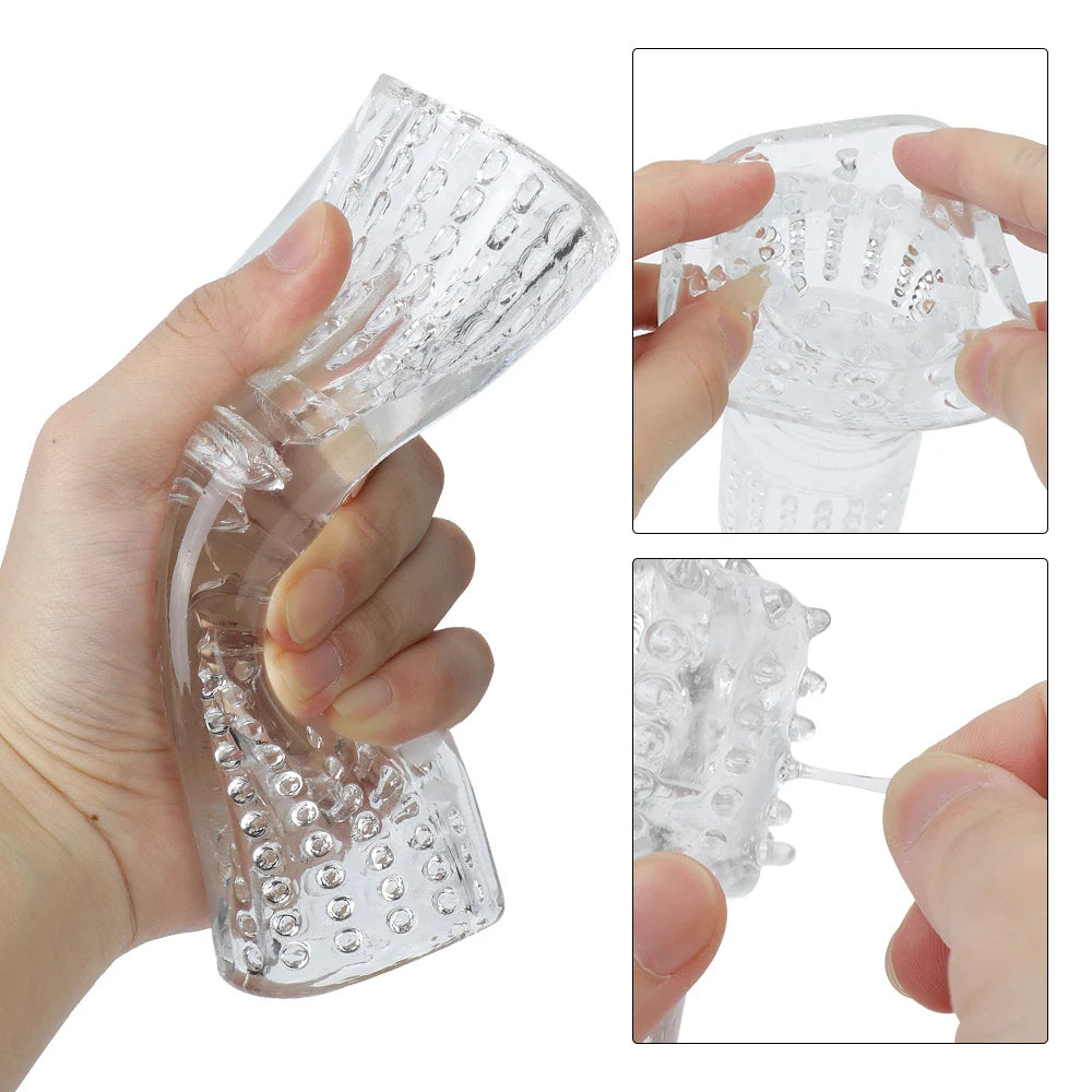 Masturbateur Homme Transparent — Silicone Médical & Reliefs Stimulants