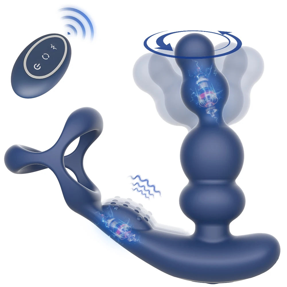 Stimulateur Prostatique 4-en-1 — Anneau Vibrant, Rotation G-SPOT