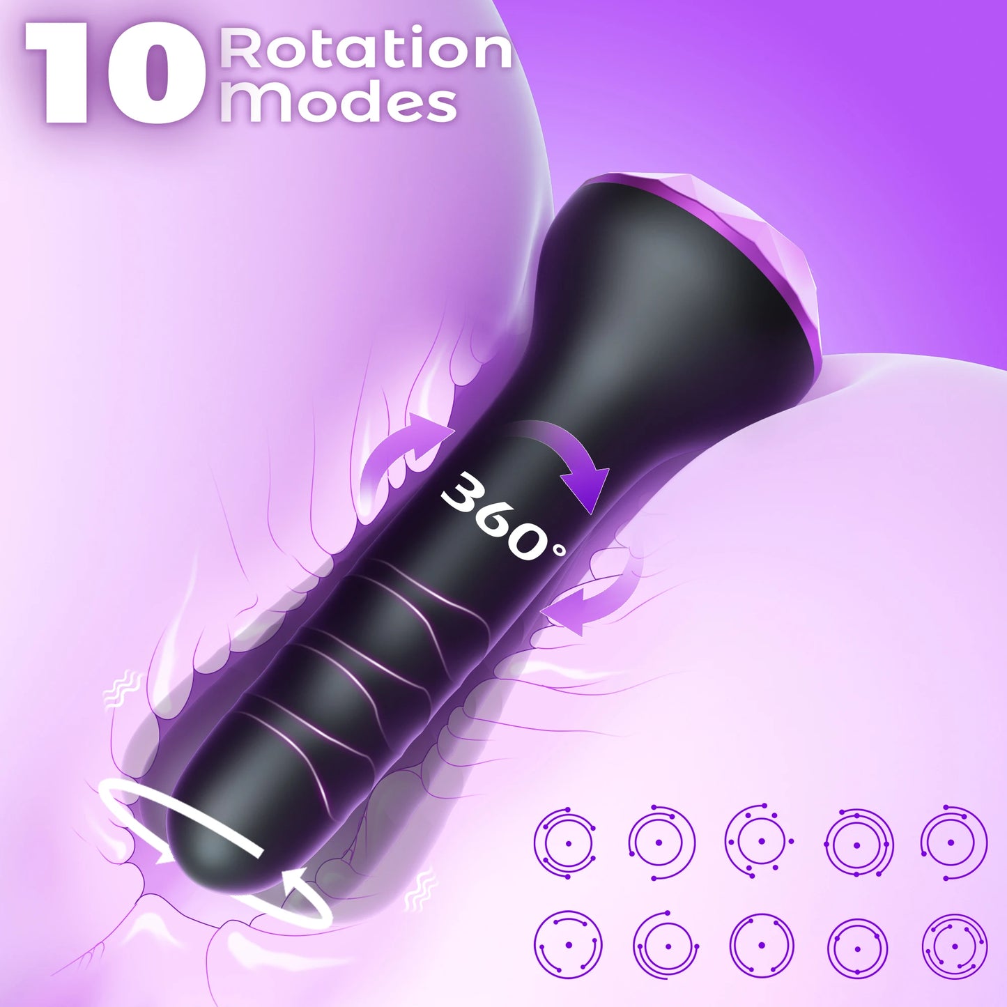 Plug anal vibrant rotatif 360° – Double moteur et 10 modes