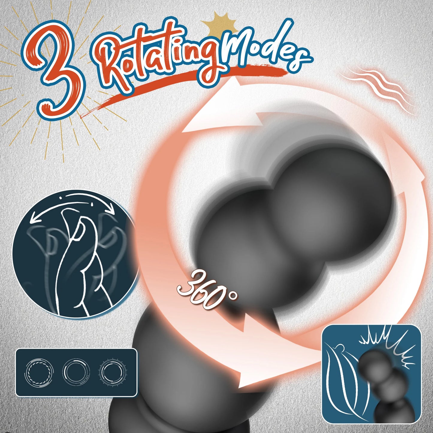 Stimulateur Prostatique 4-en-1 — Anneau Vibrant, Rotation G-SPOT