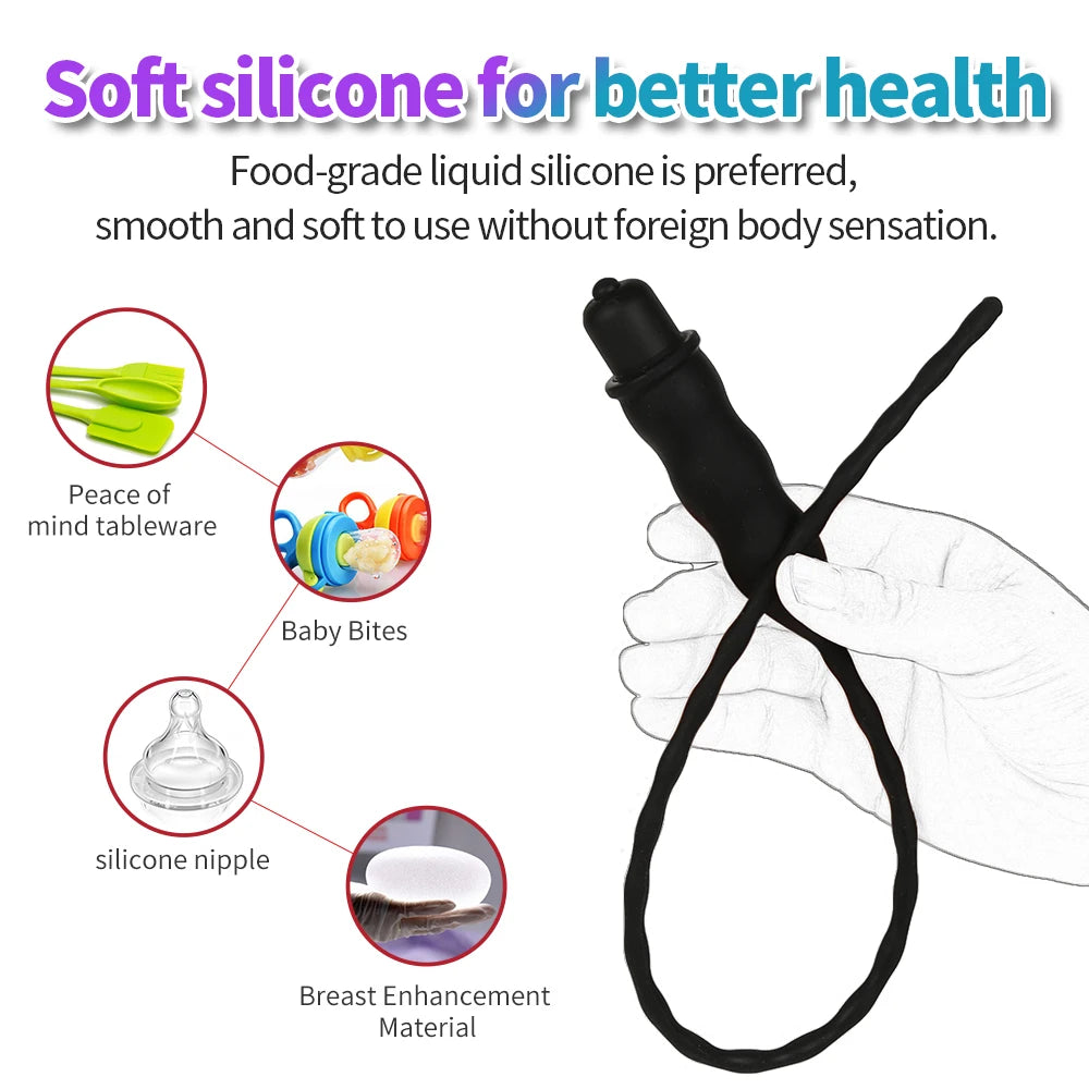 Sonde Urétrale Vibrante en Silicone Médical