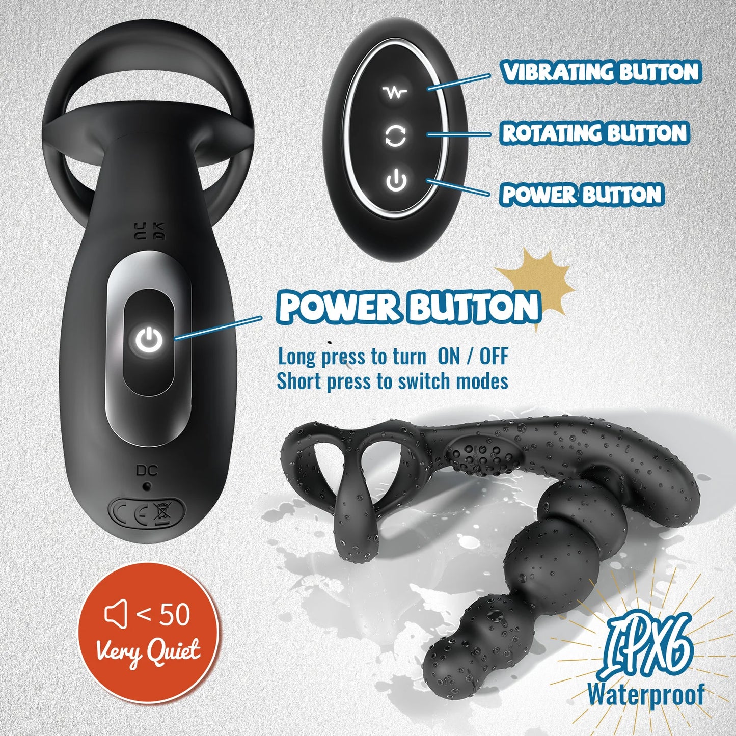 Stimulateur Prostatique 4-en-1 — Anneau Vibrant, Rotation G-SPOT