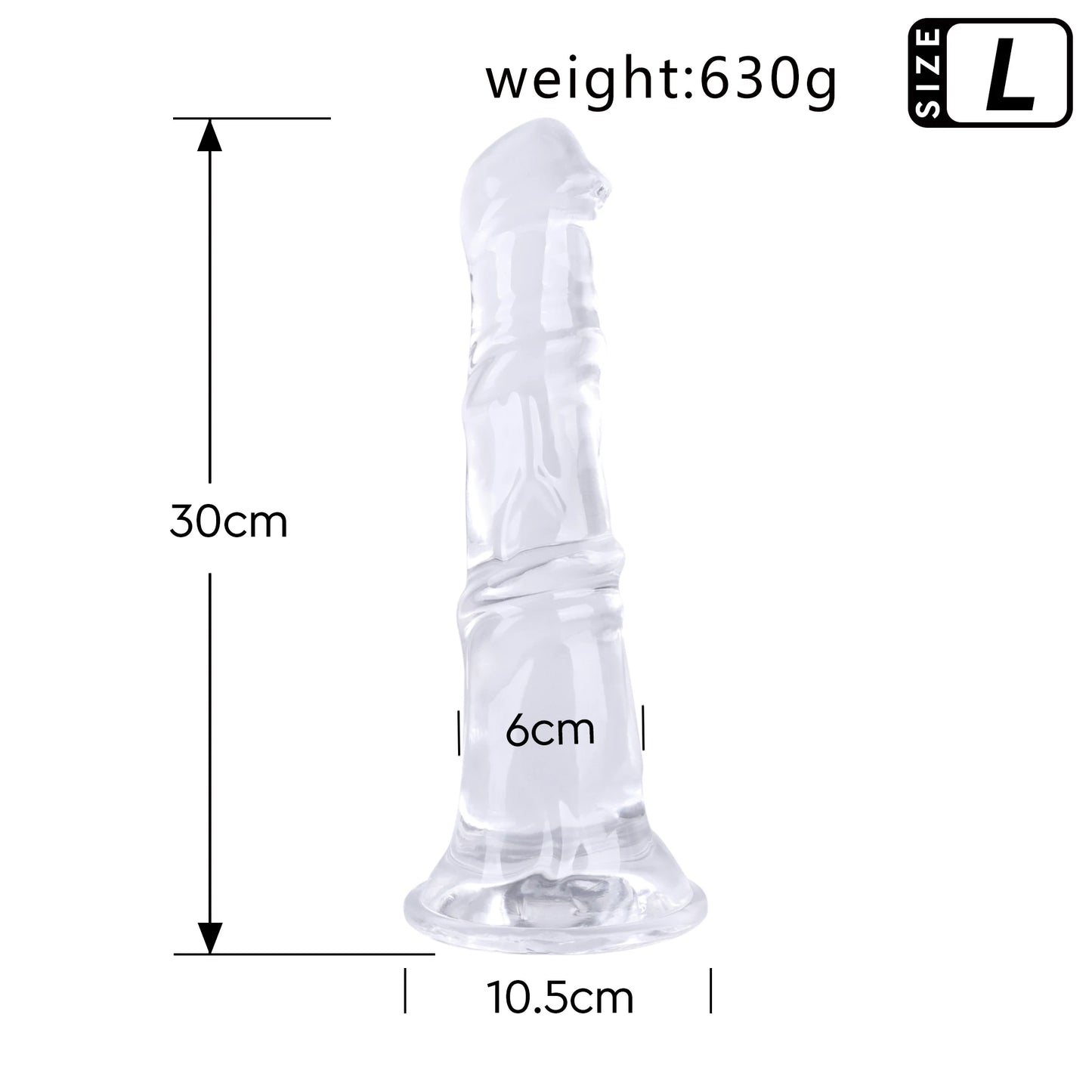 Gode Transparent à Ventouse Puissante — TPE Souple