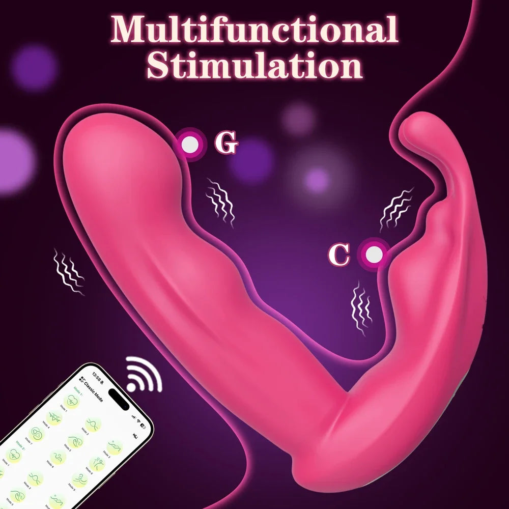 Vibrateur connecté double stimulation – Point G, clitoris et 9 modes